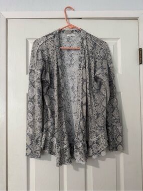 Maurices Gray Snake-Print Open Front Cardigan